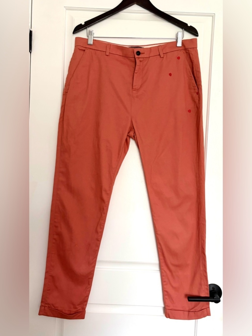 SCOTCH & SODA Midnight Dinner 100% Cotton Burnt Orange Chino Cropped Pants (32)